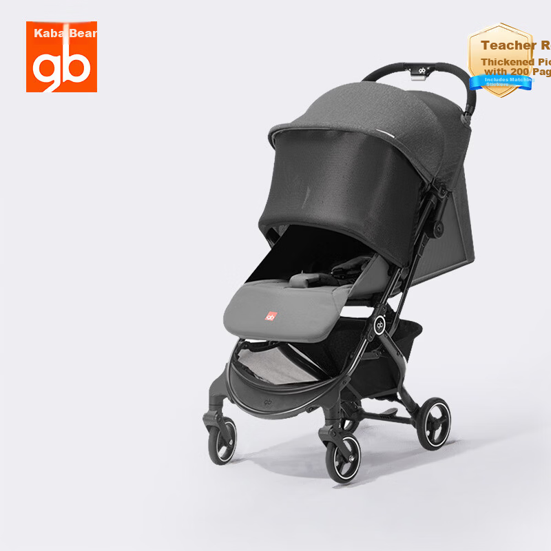 Gb Xiaoqingshu Baby Stroller, Suitable for Ages 0-3, Can Sit And Lie Down, Lightweight And Foldable, Gray Color