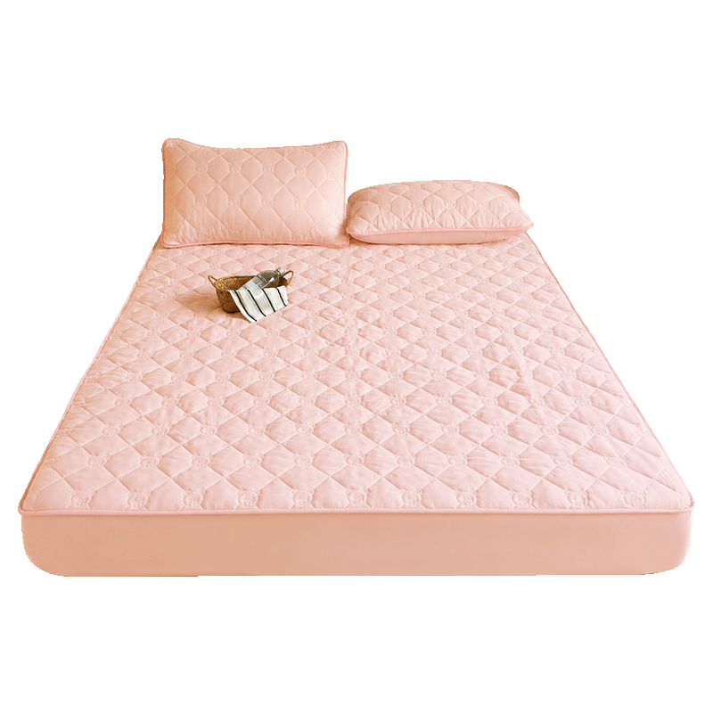 Grace 7A Antibacterial Waterproof Quilted Mattress Protector with Urine Barrier, 1.5m Bed, Cream Pink