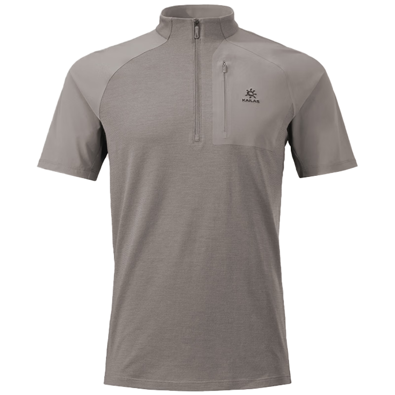 KAILAS XM2 Wool Short Sleeve T-Shirt Men Quick-Dry Half-Zip Outdoor Hiking Breathable Mountaineering Top