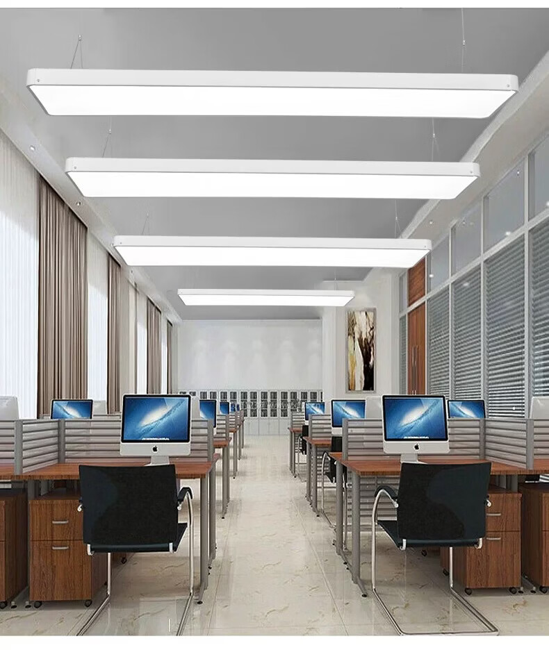 Yuanfang LED Office Ceiling Pendant Light Linear Suspension Lamp for Supermarket Mall Classroom Office Commercial Gym Lighting 120*20cm 9