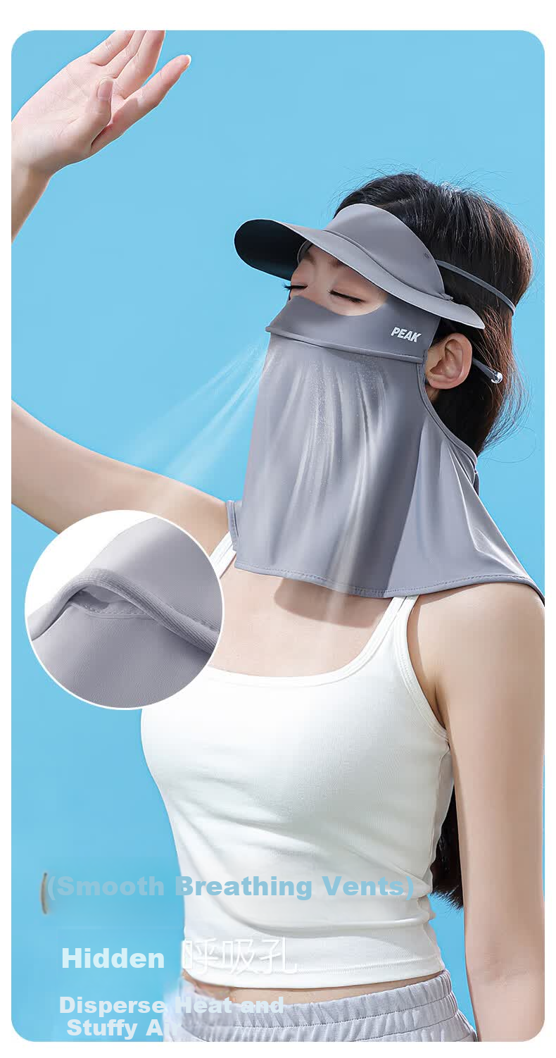 Peak Full Face Sun Protection Mask UV Resistant Outdoor Breathable Sunshade Face Bikini Gray 4