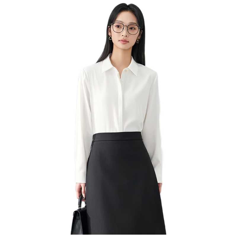 Bodexiaojie White Professional Blouse for Women, Interview Attire, Office Wear, Formal Top, Suit Inner Layer, Workplace Elegant Blouse