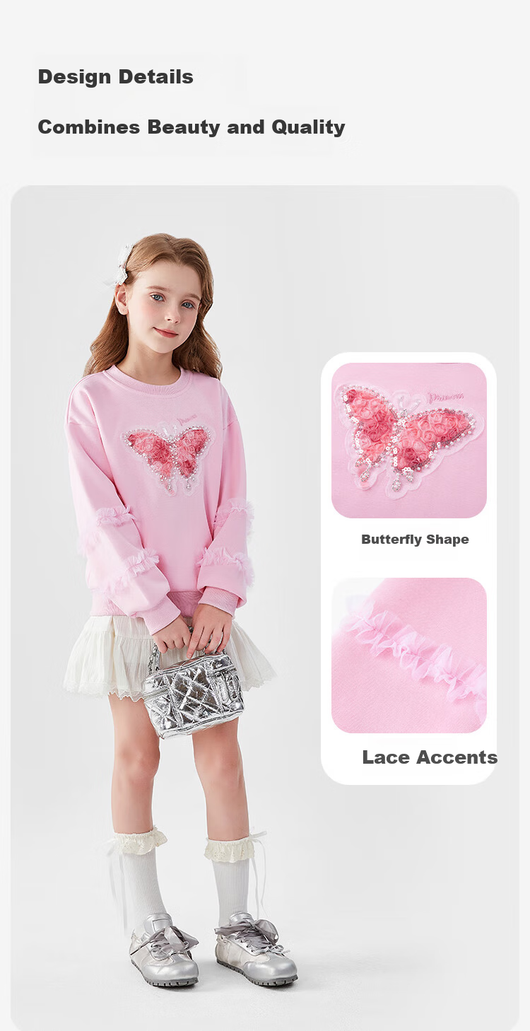 Disney Girls' Sweatshirt Spring Stylish Bowknot Pullover Kids Casual Top Spring Autumn PL160034 Blue Size 130 5