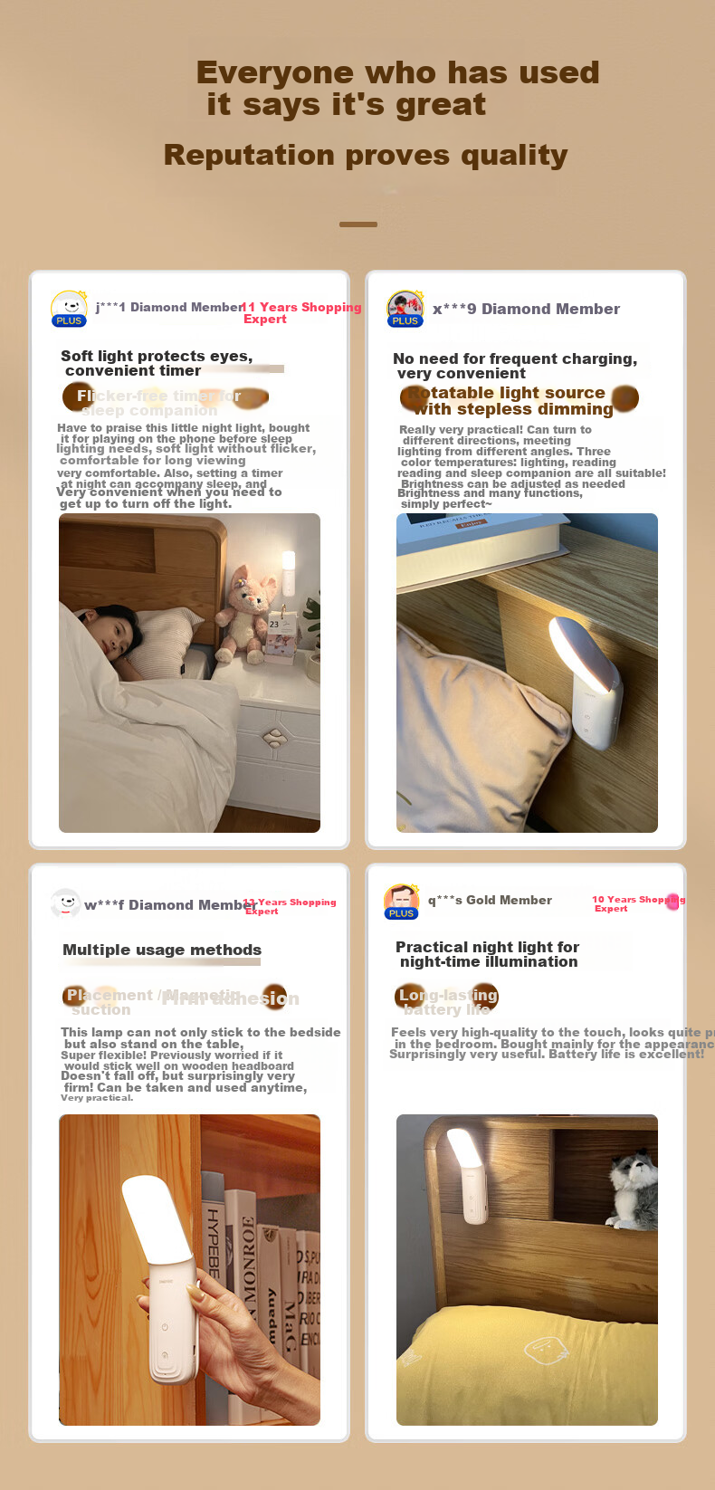 Kuhuo Smart Voice-Controlled Night Light Voice Bedside Lamp Reading Desk Lamp Eye Protection Wall Lamp Bedroom Sleep Rechargeable Wall-Mounted 6