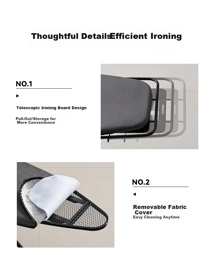 DAEWOO Folding Ironing Board Home Use Vertical Ironing Table Ergonomic Design Adjustable Height Ironing Board TB01 Deep Space Gray 12