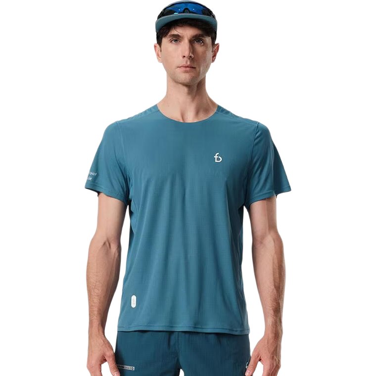 Flipbelt [Silver Ion T] Men's Short-Sleeve Summer Breathable Sports Casual Fitness Top for Running, Glacier Blue, M
