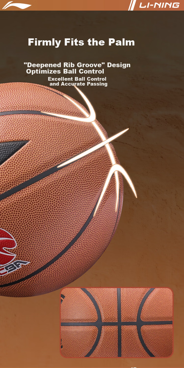 LI-NING Basketball No.7 Color Logo CBA Indoor Outdoor Anti-Slip Wear-Resistant Professional Game Ball for Adults and Youth 091-1 5