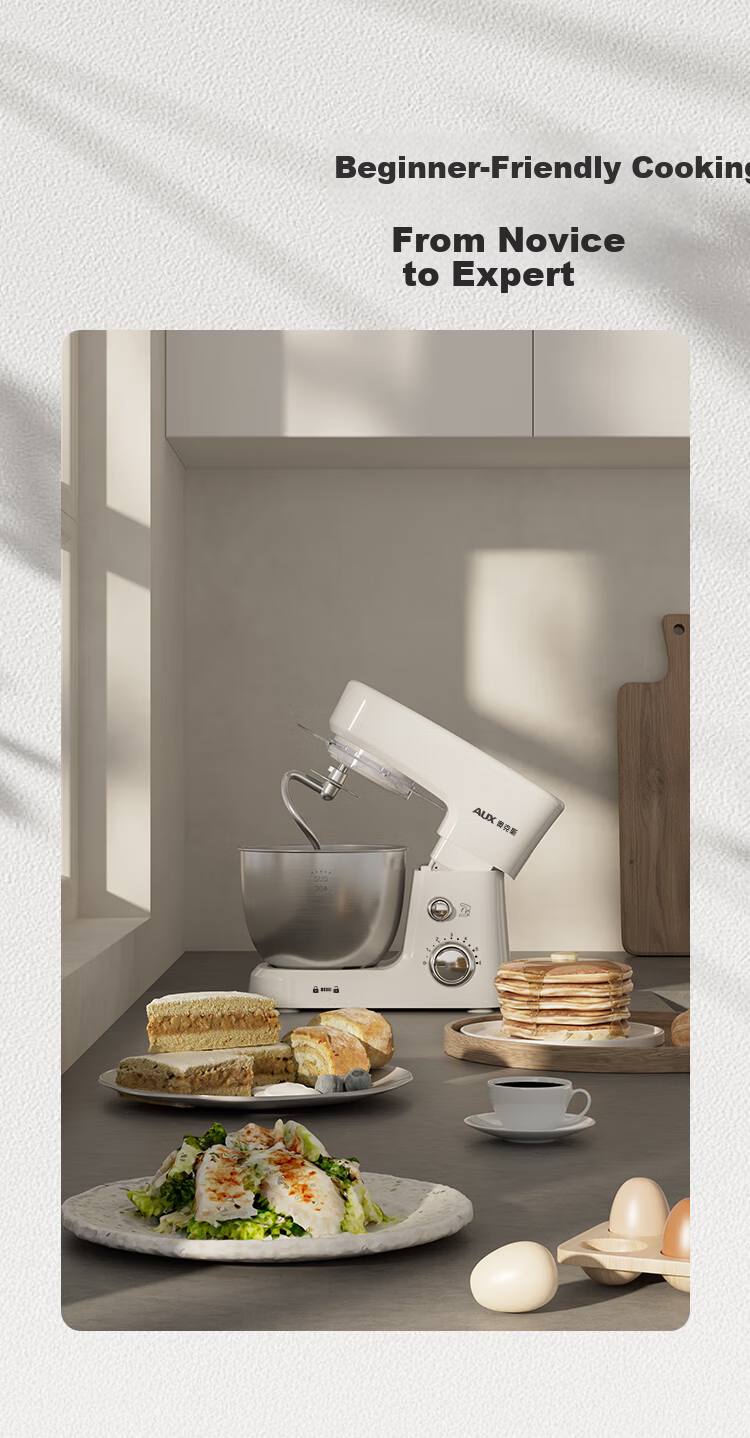 AUX 3.5L Multifunctional Kitchen Stand Mixer Dough Kneading Machine 600W Automatic Egg Beater Cream White SC-207 3