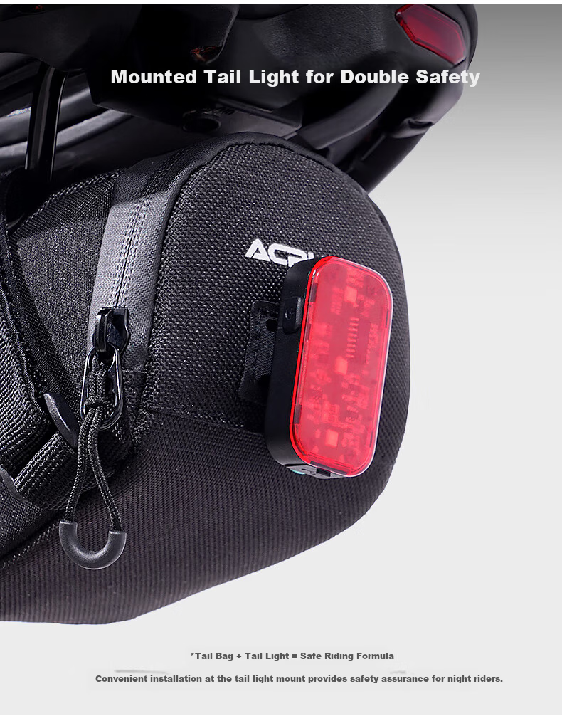 ACRUNU Bicycle Tail Bag Colorful Reflective Waterproof Large Capacity Rear Seat Bag Saddle Bag Seatpost Bag Cycling Gear Black 2