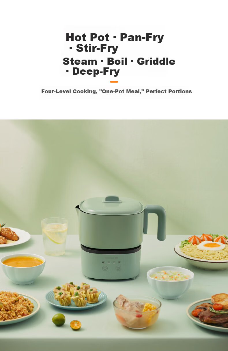 ROYALTY LINE Portable Electric Cooking Pot 2.2L Foldable Travel Pot 800W Detachable Dormitory Pot for 1-2 People Electric Hot Pot Smart Temperature Control Multifunctional Cooker 3