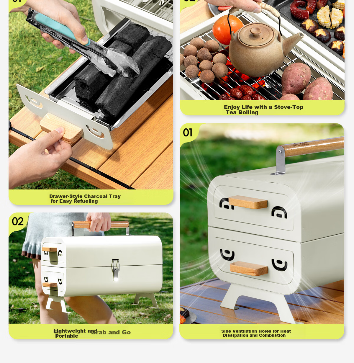 Beishanlang Outdoor Double-Sided Charcoal Grill Portable Home Patio Dual-Use BBQ Grill with Griddle SK263 3