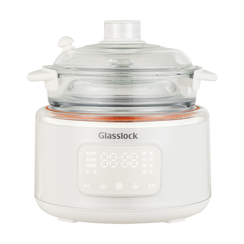 GLASSLOCK 1.8L Glass Electric Stew Pot, Non-Coated, Heavy Metal-Free, Split Micro-Pressure Baby Food Cooker, Slow Cooking Electric Pot, Multifunctional Cooker