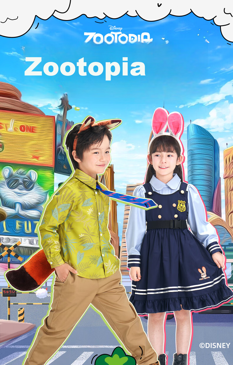 Disney Zootopia Sam Style 2026 Summer Kids Girls Bunny Short Sleeve Dress 130 CM 4
