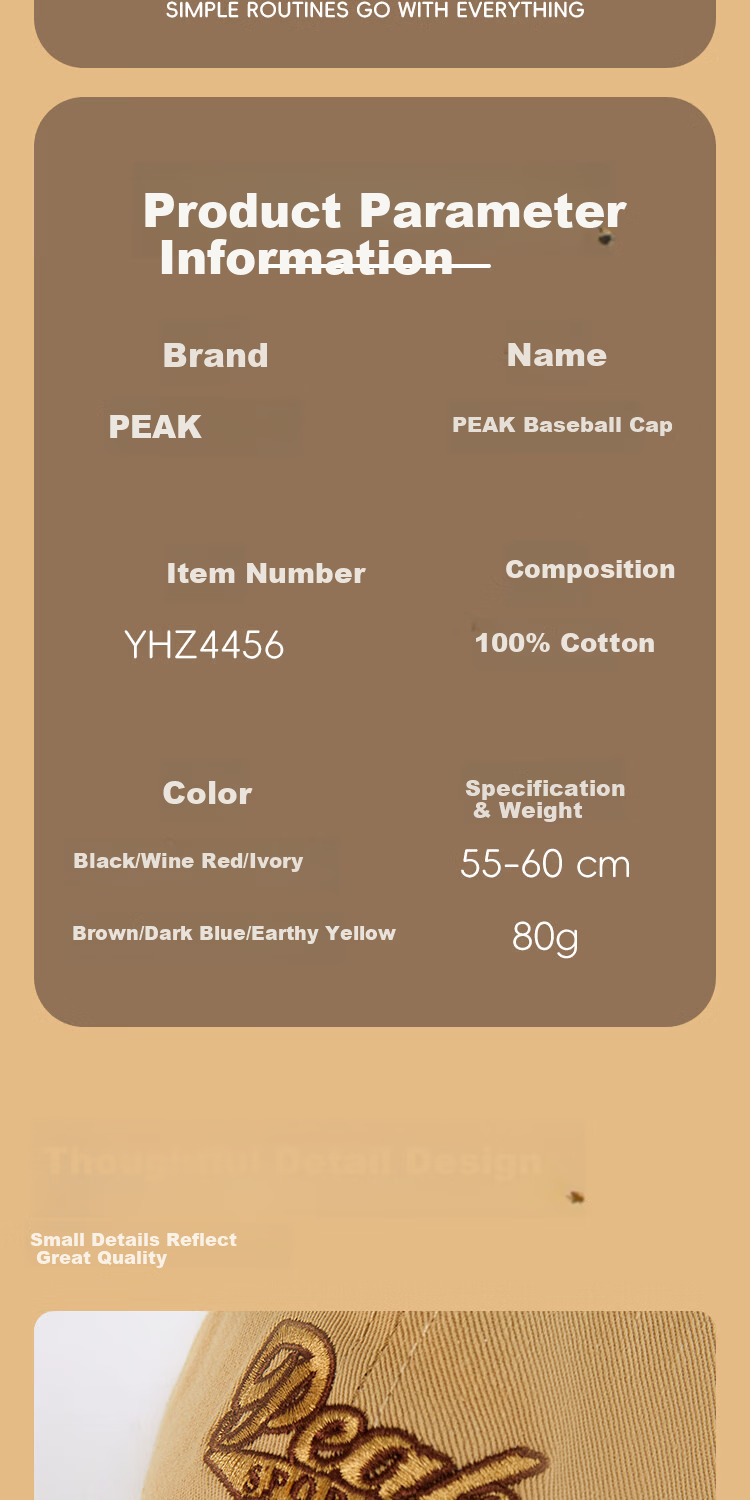 Peak Cotton Soft Top Baseball Cap Sun Protection Breathable Sweat-Absorbing Large Size Sunshade Hat Couple Street Fashion Embroidered Dad Hat 11