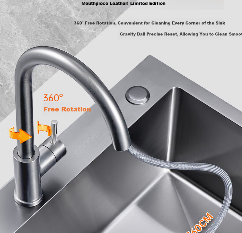 Kabe Kitchen Sink Handmade Thickened Large Single Bowl SUS304 Stainless Steel Vegetable Washing Basin Integrated Dishwashing and Vegetable Washing Sink 20