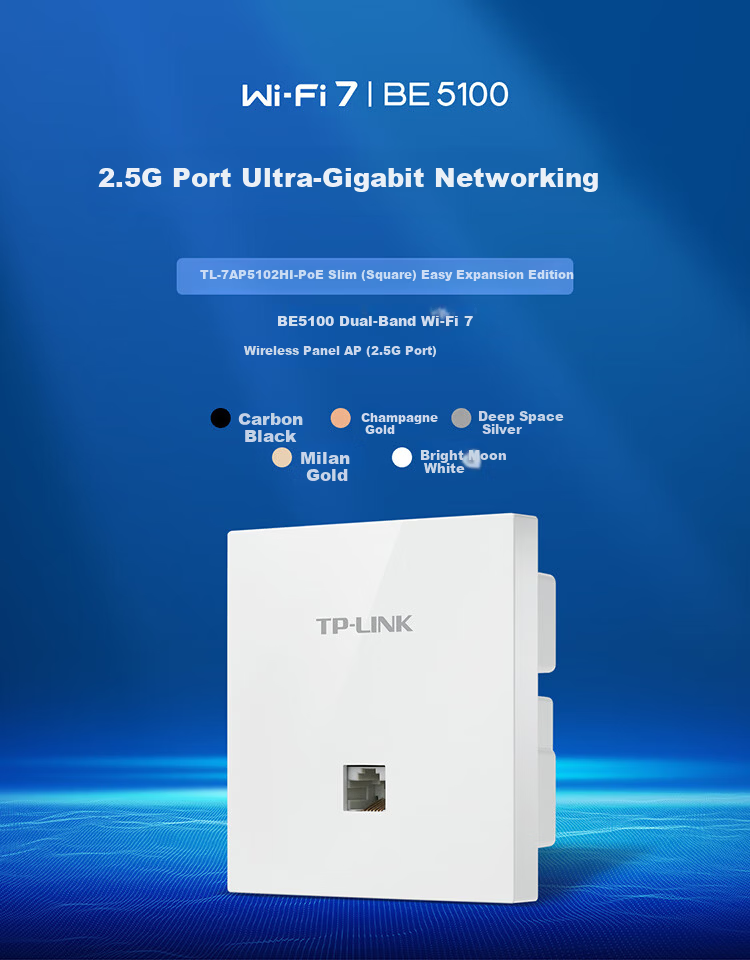 TP-LINK WiFi 7 Whole Home WiFi Kit Panel AP + AC 2.5G Networking TL-7AP5102HI-PoE Slim (Square) Easy Expansion Edition *4 + 1* TL-R5005P-AC 1
