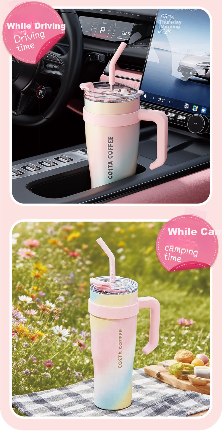 COSTA Giant Insulated Straw Cup Celebrity Edition Women's Water Bottle Large Capacity Ice Mug Holiday Gift 4