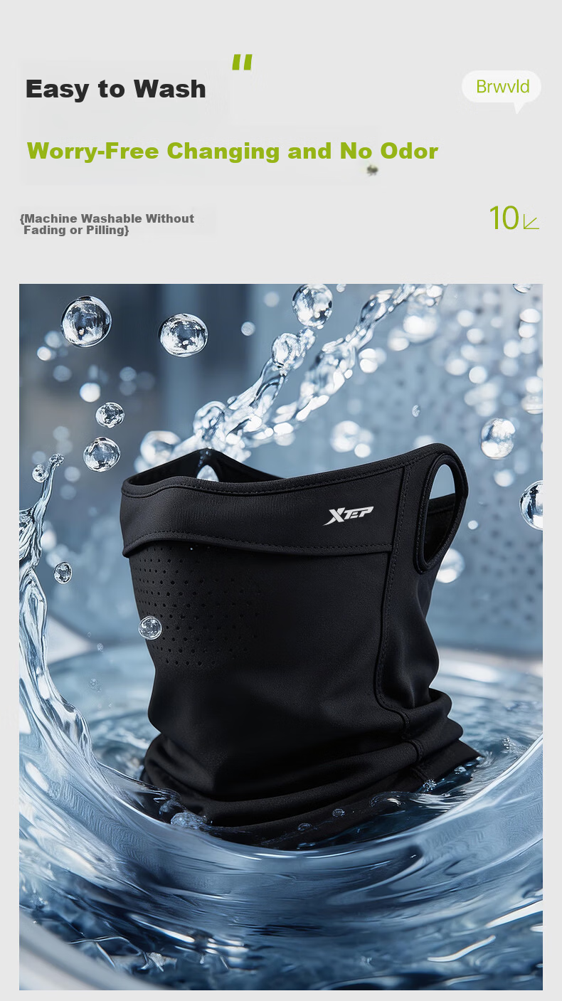 XTEP Sun Protection Face Mask Ear-Hook Cycling Neck Gaiter for Men, Full Face Windproof Dustproof UV Protection Mountaineering Gear 22