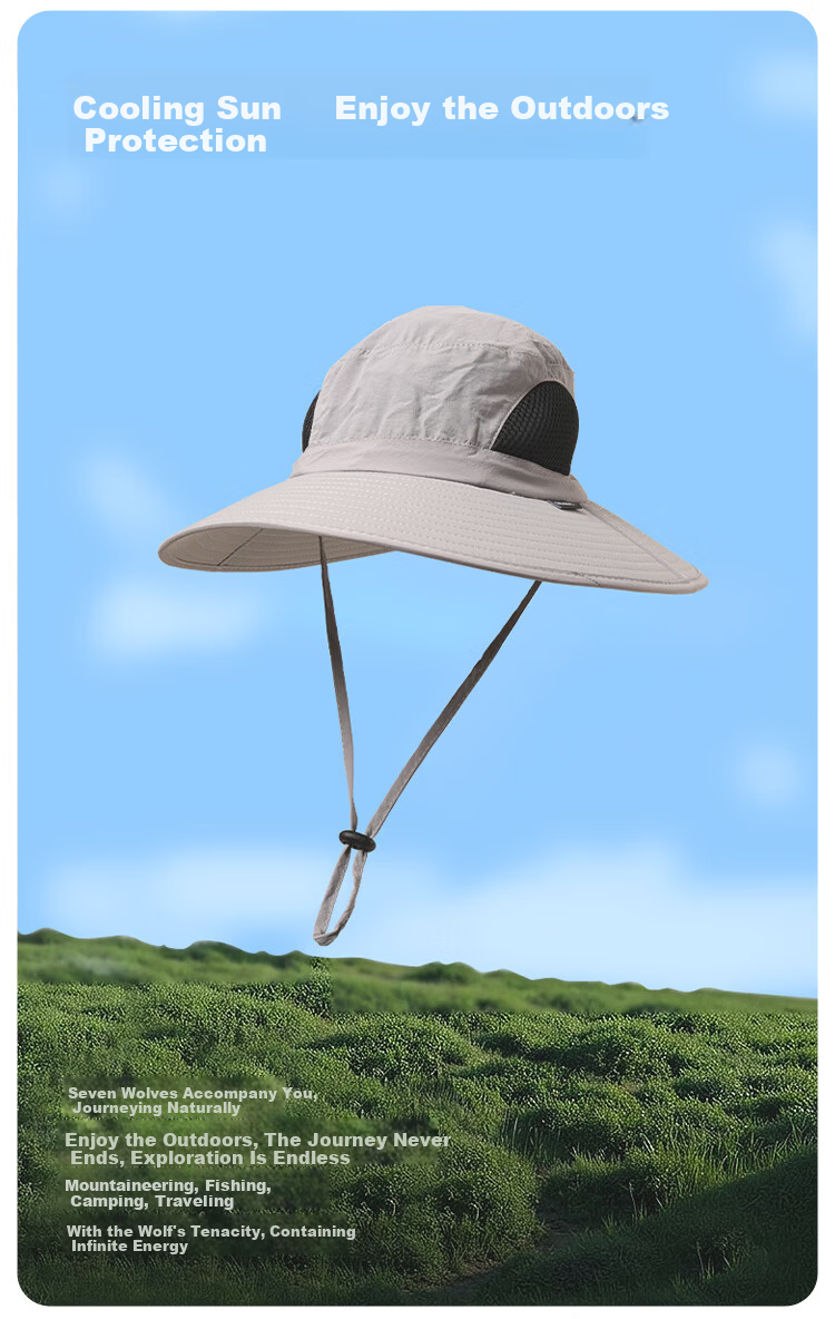 Seven Wolves Men's Summer Sun Protection Breathable Bucket Hat UV Protection Women's Fishing Hiking Cap 2