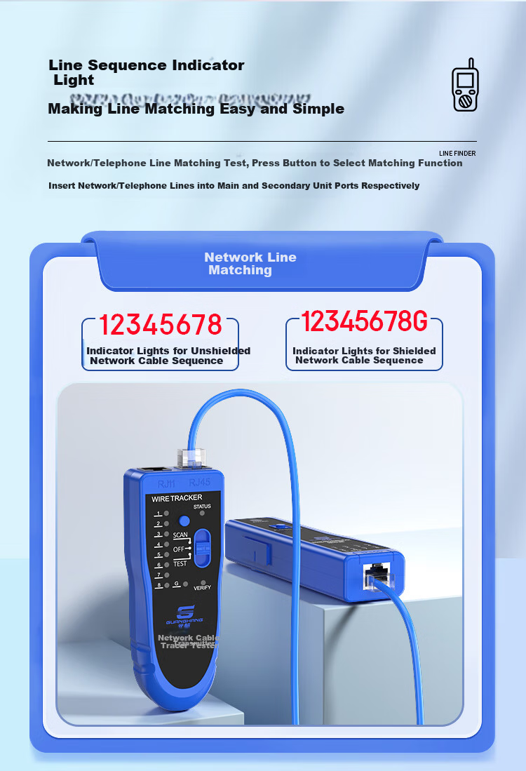 Guanghang Multifunctional Network Cable Tester Telephone and Network Line Tracer Anti-Interference Line Testing Tool Kit Switch Line Checker GH-XX01 9