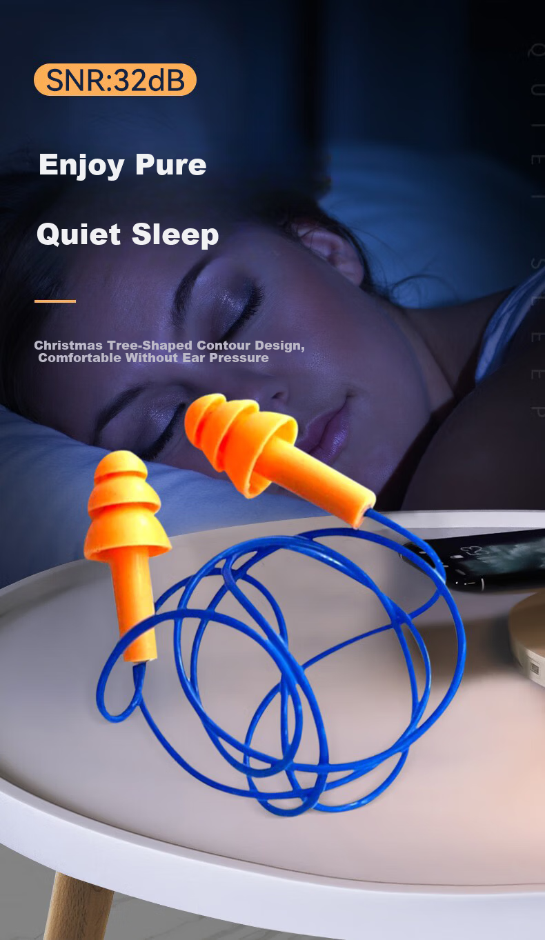 SATA FH0304 Christmas Tree Silicone Industrial Corded Earplugs for Sleep Anti-Snoring Noise Reduction Factory Use 20 Pairs Pack 1