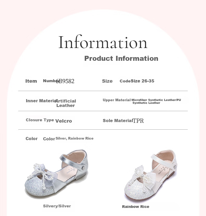 Fulomi Girls' Half Sandals 26 Summer Sweet Crystal Princess Leather Shoes Soft Sole Breathable Single Shoes Silver 26 3