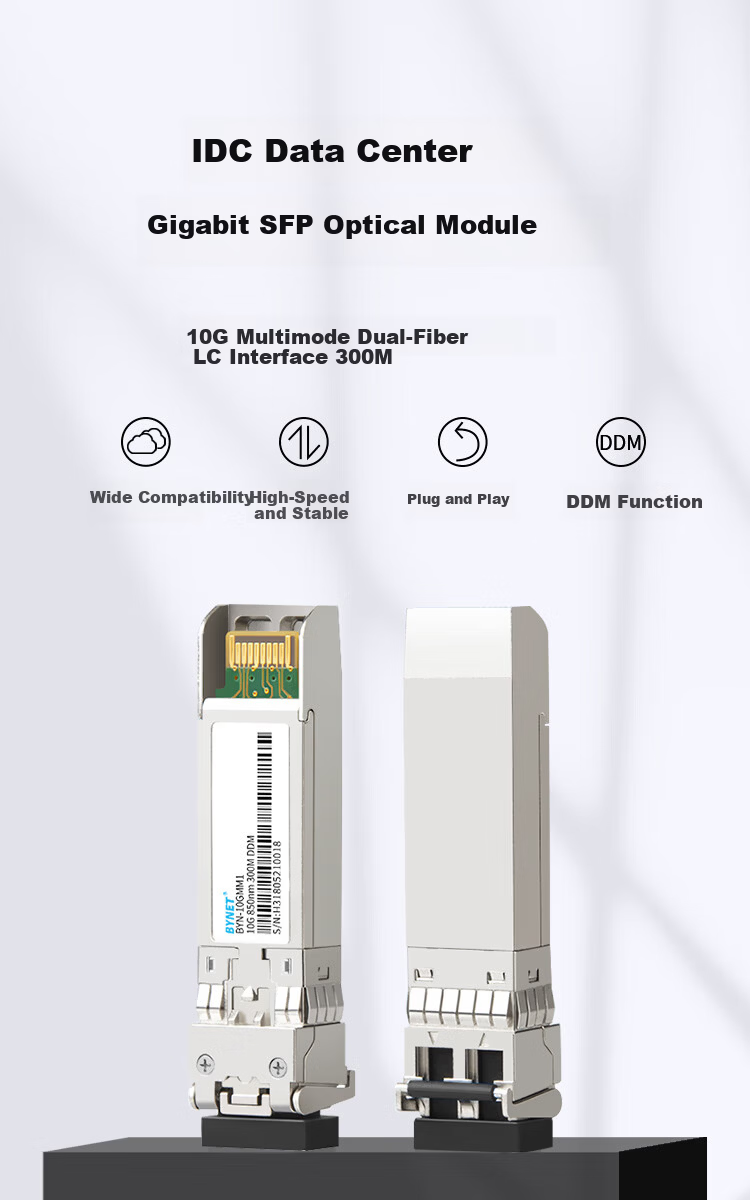 BYNET BYN-10GMM1 SFP+ Optical Module 10G Multimode Dual Fiber 300M LC Connector 850nm Compatible with Huawei 1