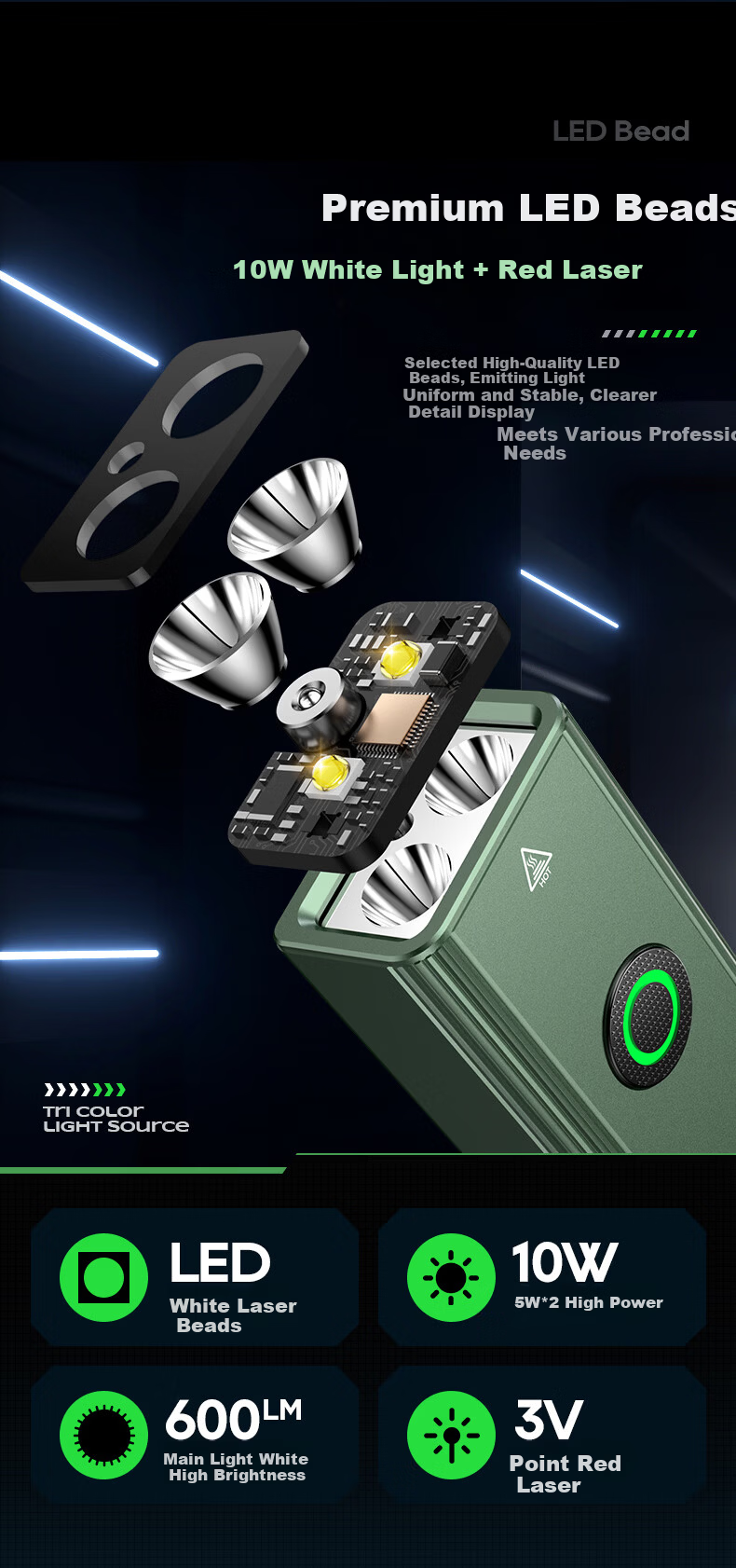 PHILIPS Flashlight, High Brightness, Magnetic Attraction, Household Use, Small Laser Pointer, Infrared Long-Range, Outdoor Lighting, Emergency Light, 6257GR 3