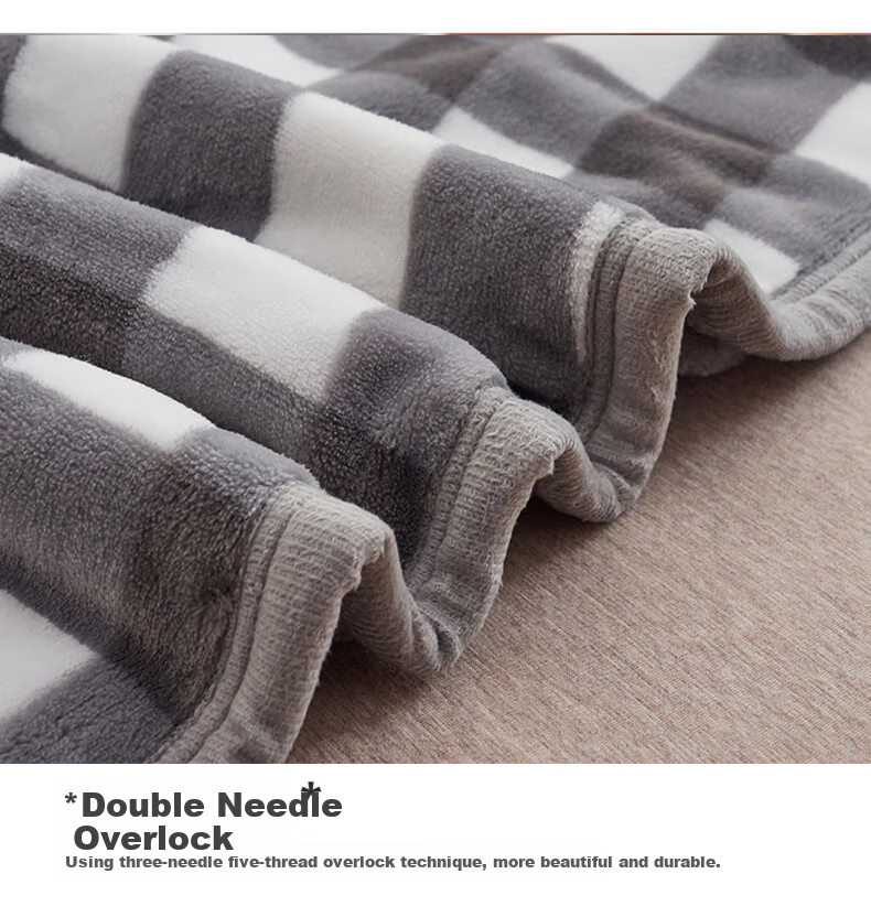 Aiwei Thick Plush Sofa Blanket Fleece Throw Bedspread Plush Quilt Cover Nap Blanket 150x200cm Gray Large Check 8
