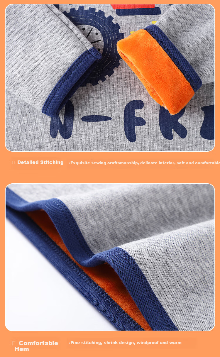 Nanjiren Kids Thermal Underwear Set Boys Autumn Winter School Uniform Fleece Cotton Base Layer Pajamas Royal Blue 110 15