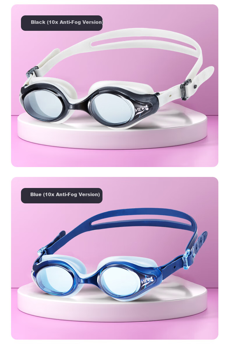 View Women's Casual Swimming Goggles HD Waterproof 10x Anti-Fog Swim Glasses Diving Gear V820ASA CLB 15