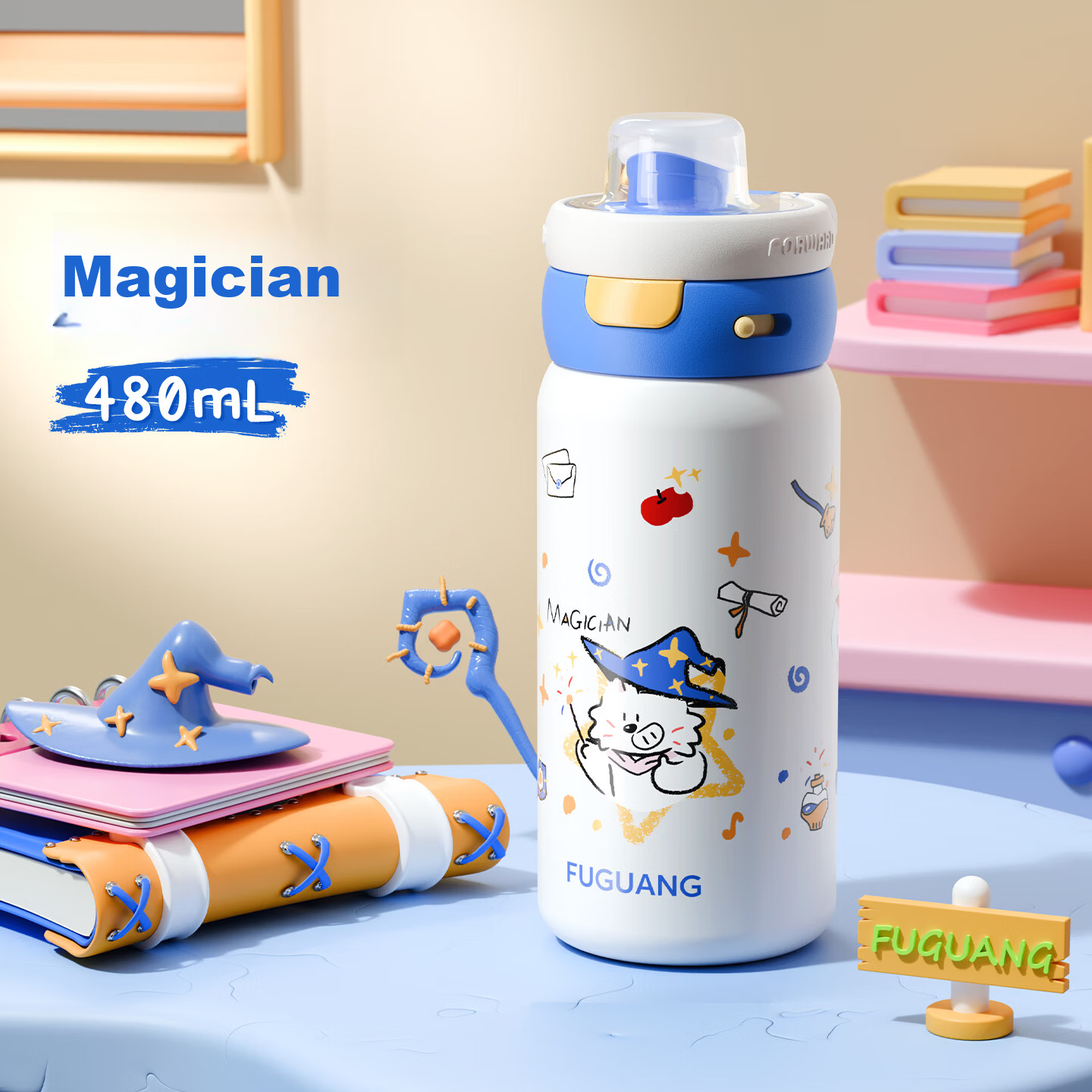 FGA Fugang Children's Insulated Bottle 316L Stainless Steel Large Capacity Portable Straw Water Cup for School Students