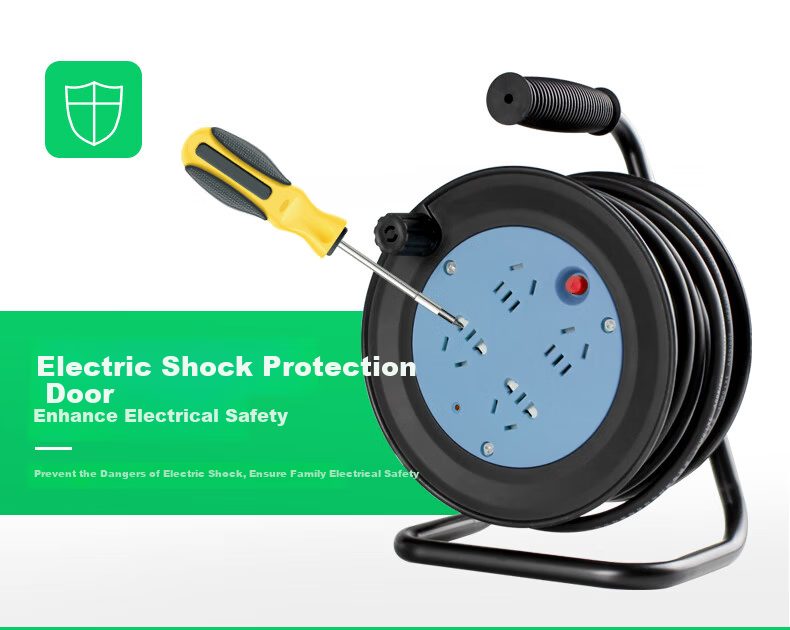 Kyfen Mini Portable Household Cable Reel Power Strip with 4 Outlets, Overheat Protection, 10 Meters Long Cord 6