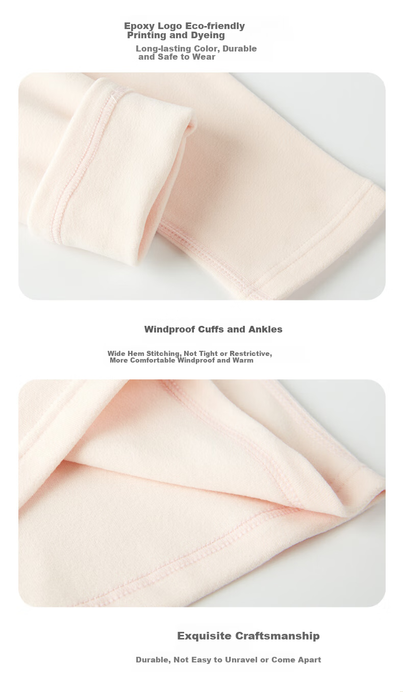 Hengyuanxiang Children's Thermal Underwear Set Girls Thin Fleece Thick Winter Autumn Long Johns Antibacterial Base Layer Pajamas for Students 4