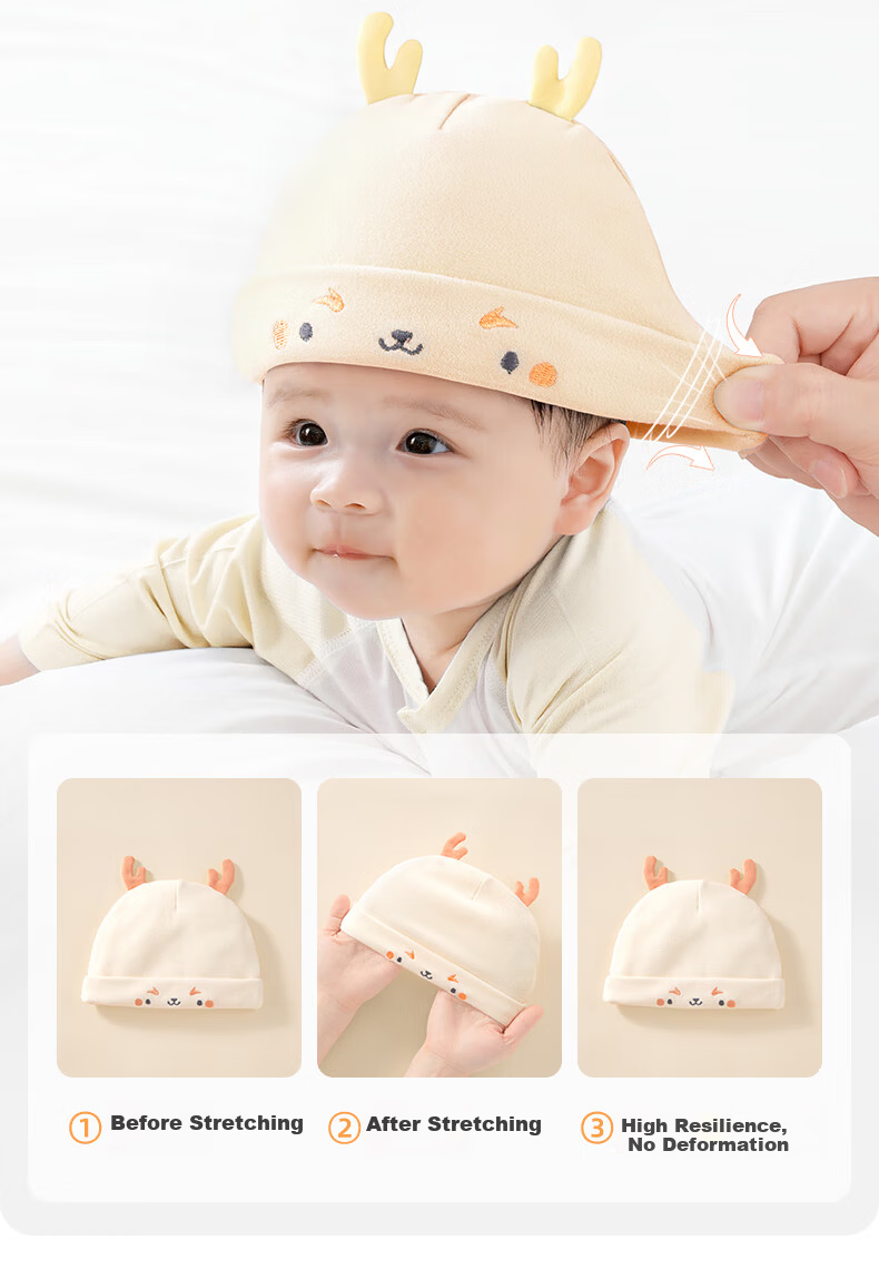 Beitaisi Baby Hat, Spring And Autumn Season, German Velvet Cap, Newborn Infant, for Boys And Girls, 0-6 Months, Newborn, Boneless Cap for Fontanelle Protectio 14