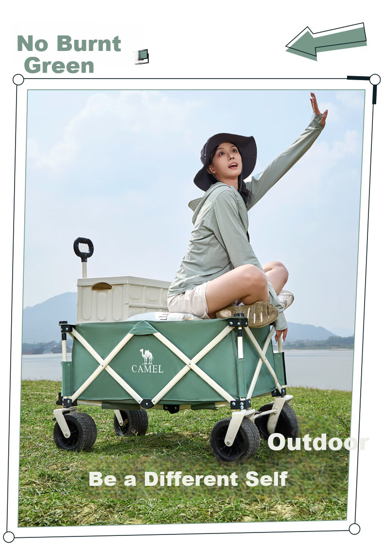 CAMEL Yutu Camp Outdoor Camping Cart Large Capacity Folding Wagon for Grocery Shopping, Kids, Dog Walking, and Picnic 18