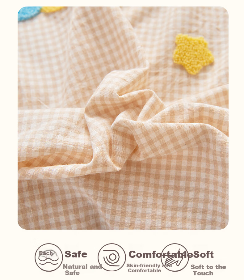 Aiwei A-Class Cotton Three-Piece Set Kindergarten Towel Embroidery Pure Cotton Bed Sheet Pillowcase Duvet Cover 120*150cm Moon Kaka 4