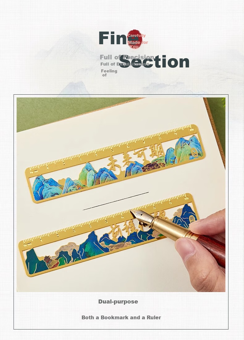 Mili Metal Bookmark Thousand Miles of Rivers and Mountains Map Classical Chinese Style Graduation Gift for Elementary Students Teacher Appreciation Cultural Souvenir 8