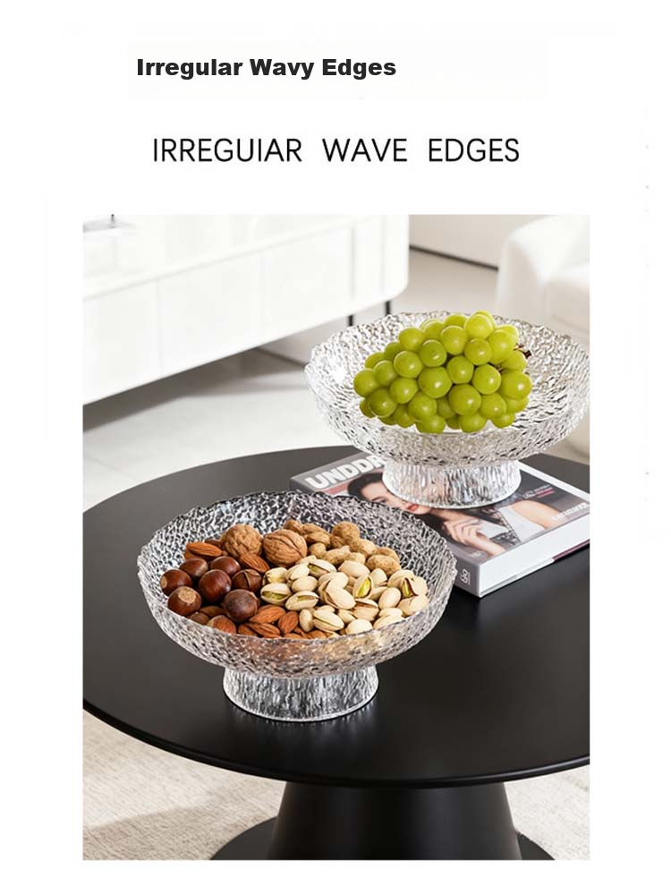 Edo Tall Glass Fruit Plate New Year Household Fruit Tray Dried Fruit Snack Storage Tray Living Room Snack Plate 20cm 4