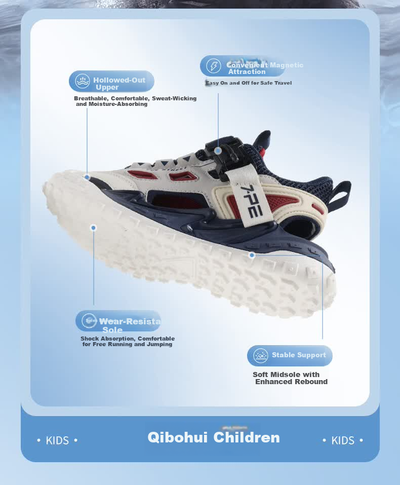 7-PE Boys' Sandals 2026 Summer New Outdoor Breathable Closed-Toe Soft Sole Kids' Sports Creek Shoes for Big Boys 3