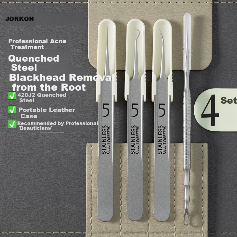 Jianggong Japanese Cell Extractor Blackhead Tweezer Tool for Closed Comedones Acne Pimple Removal Set Professional Beauty Salon Use