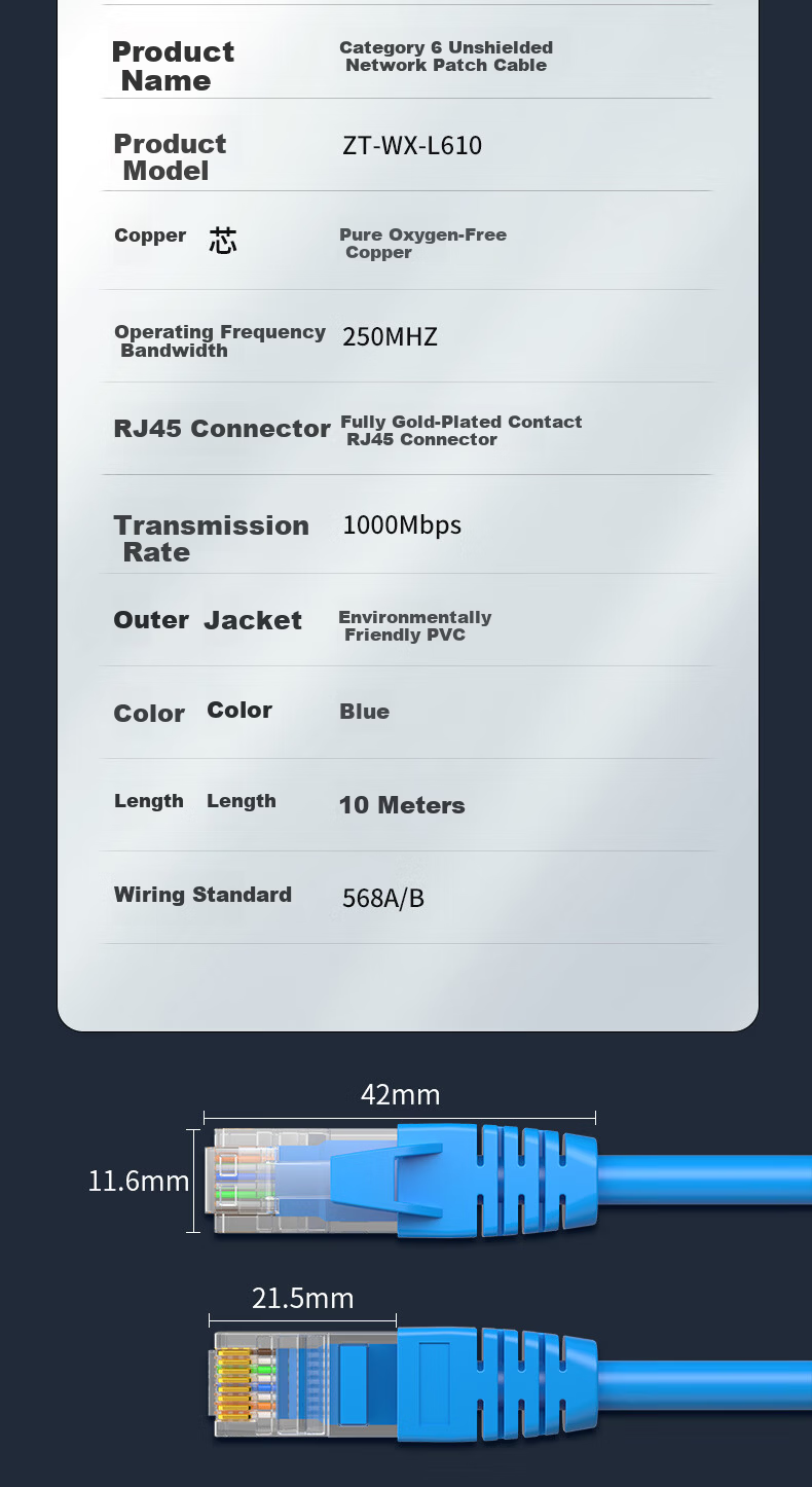 ZHONG TIAN HITECH CAT6 Unshielded Twisted Pair Cable, High-Speed Gigabit Network Connection Cable, Computer Broadband Home Dual-Core Finished Network Cable Jumper, Gray, 3 Meters 1