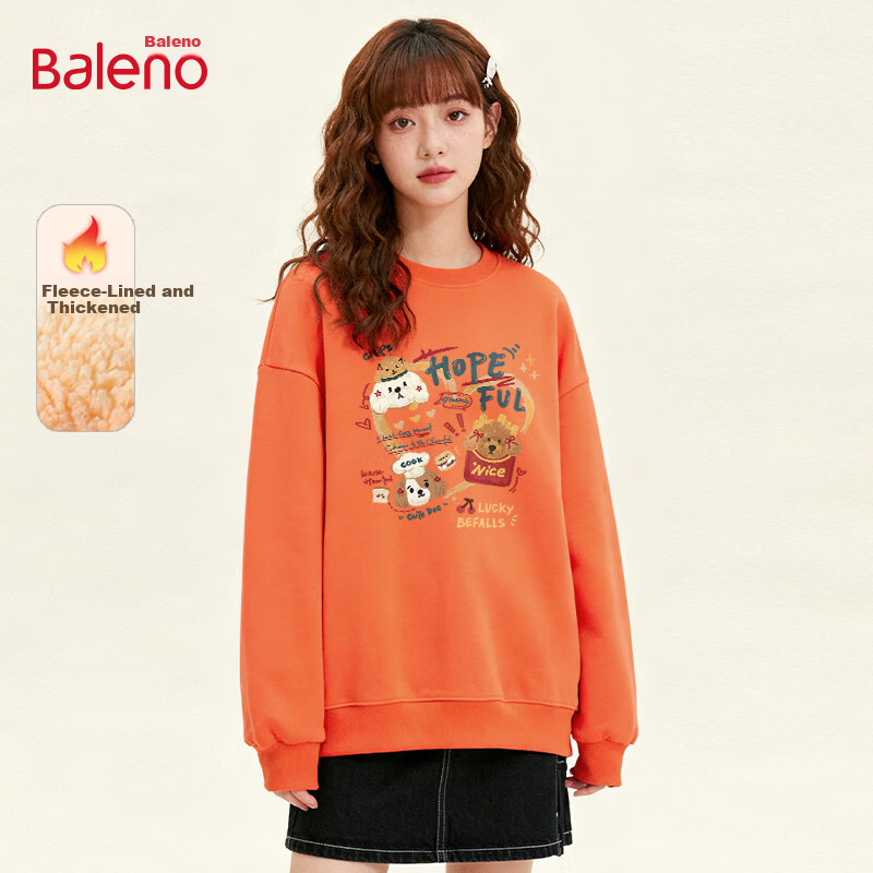 Baleno Women's Lamb Fleece Sweatshirt 2025 Autumn Winter New Korean Style Fleece Lined Thickened Long Sleeve Loose Hoodless Jacket