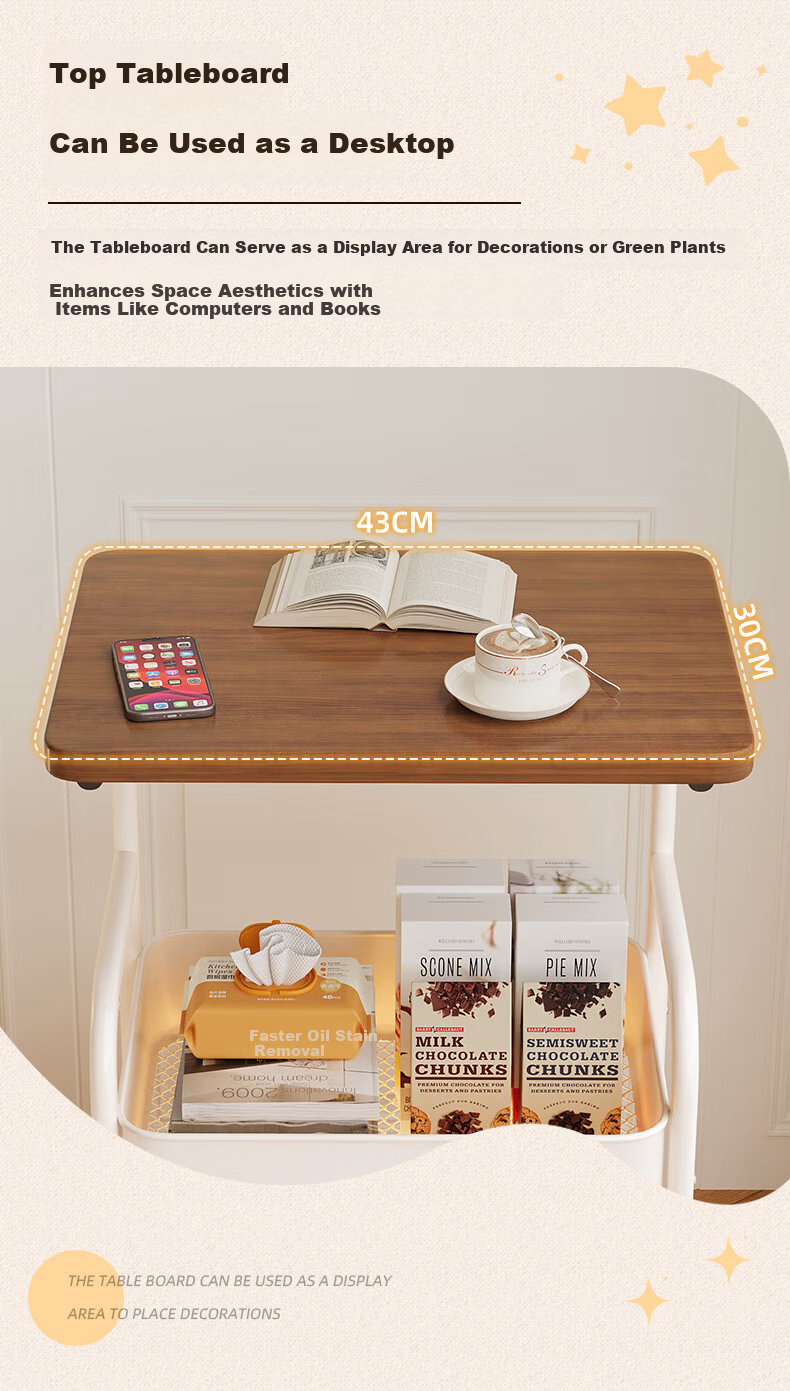 Shanshan Wooden Art Tea Table Small Living Room Bedside Cabinet Bedroom Mobile Storage Rack Home Side Table Small Cabinet 5