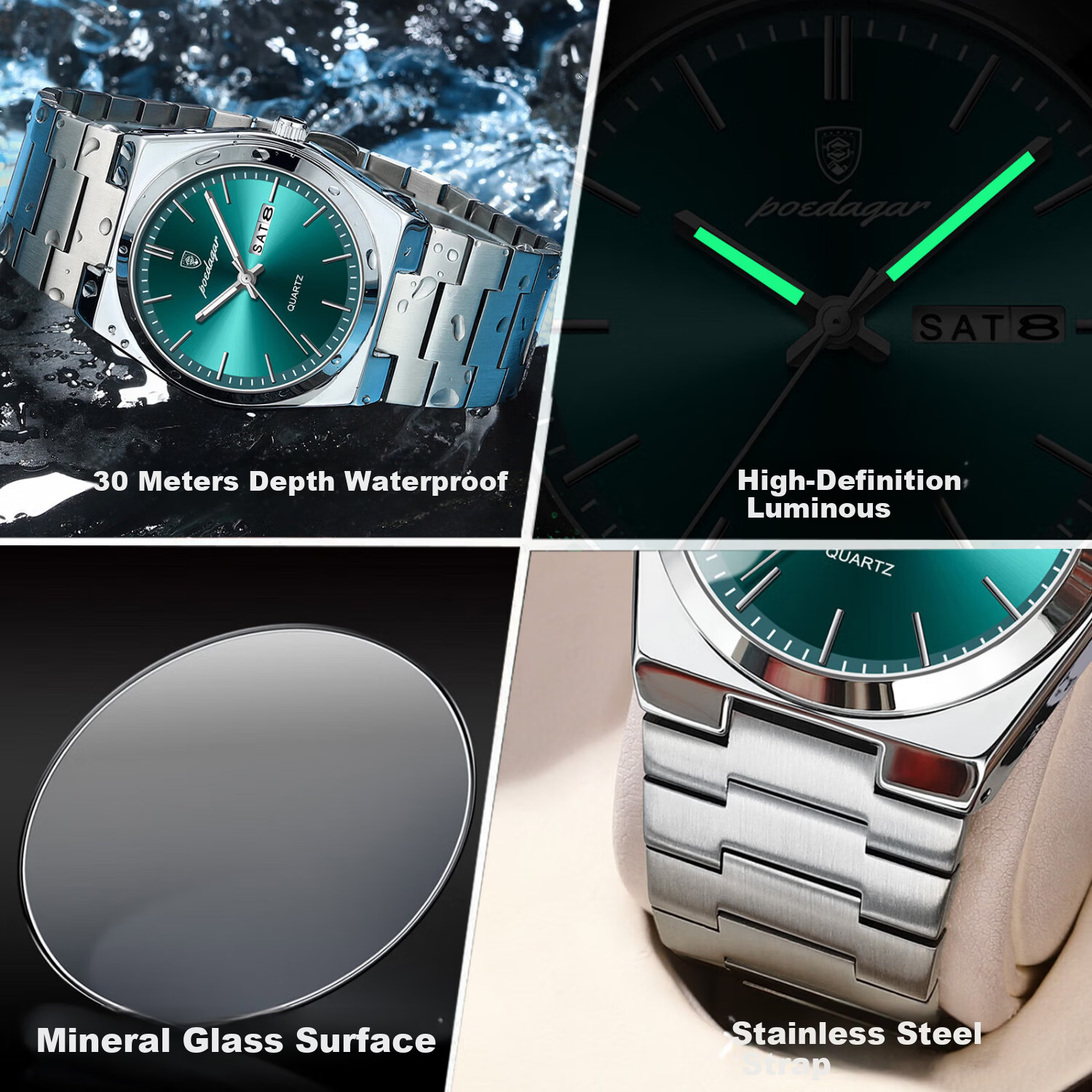 GEORGCOUNT Swiss Business Men's Watch 2025 New Waterproof Luminous Quartz Automatic Men's Steel Band Watch
