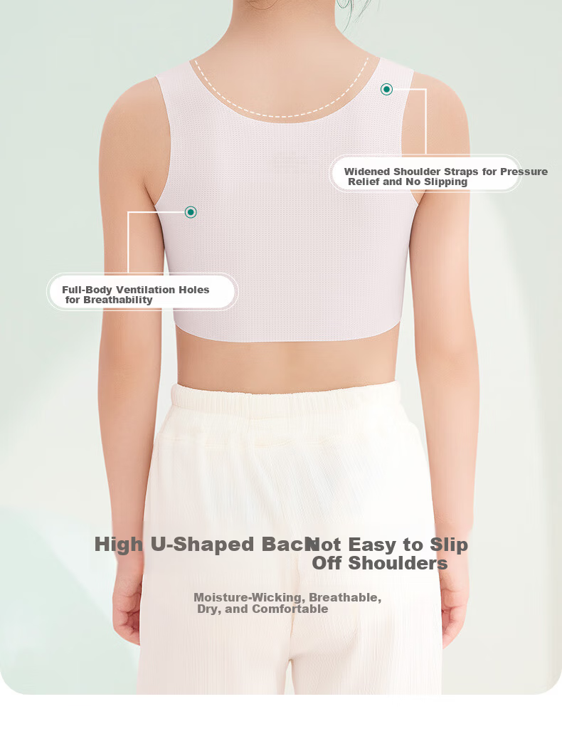 GUJIN 2-Pack Girls' Underwear Development Period 9-12 Years Thin Seamless Girls' Bra Elementary School Older Kids Sports Vest 11