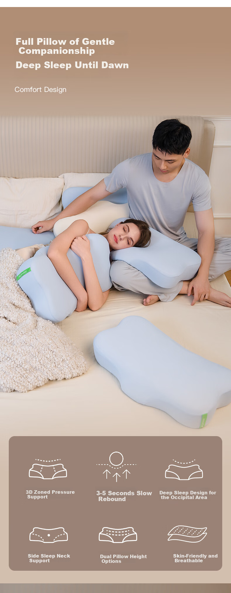 Minicute Memory Foam Cervical Pillow Bionic Butterfly Shape Neck Support Pillow Slow Rebound Side Sleep Pillow Core for Deep Sleep 1