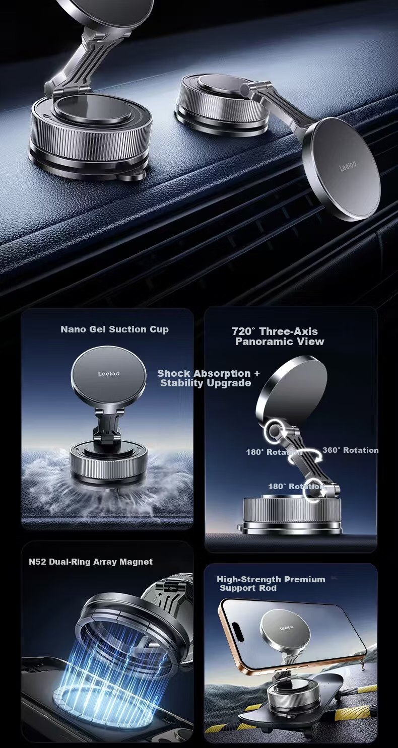 Leeioo [Steady As A Rock] Car Phone Holder, Center Console Suction Cup Mount for Trucks, Specialized Navigation for Cars, 2025 New Model 1