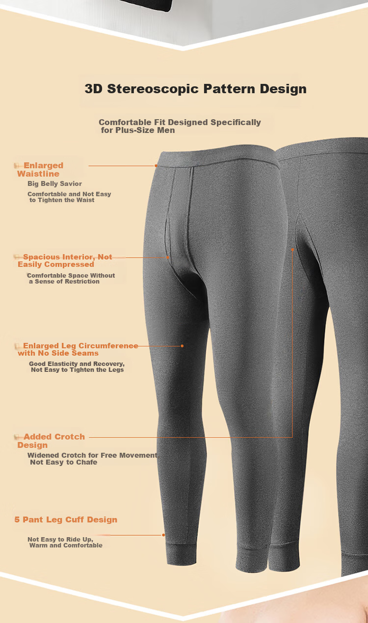 LangSha [Fall New Arrival] Plus Size Men's Thermal Underwear, Pure Cotton Autumn And Winter Long Johns, Thin Warm Base Layer Pants 8