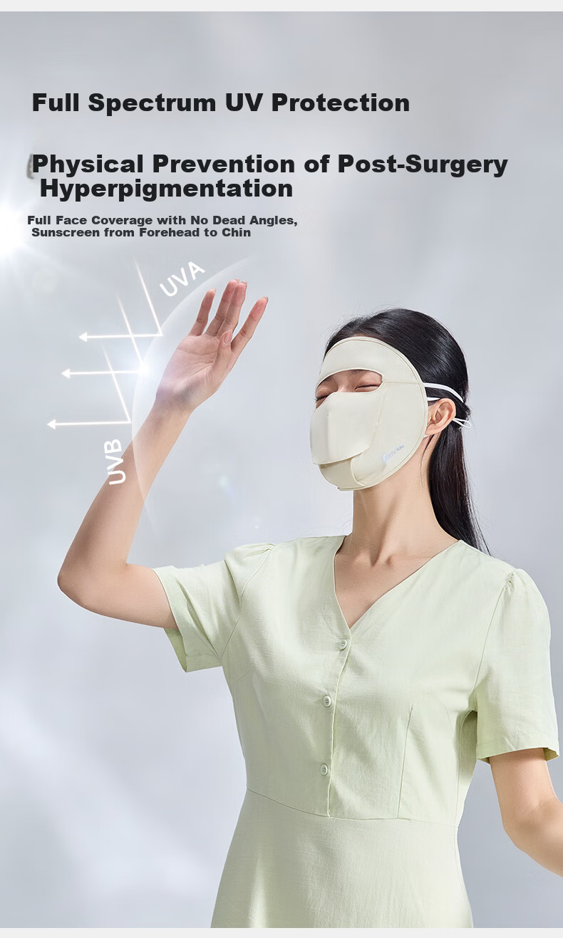 UV100 Taiwan Medical Post-Surgery Sunscreen Face Shield for Women UV Protection Face Bikini with Open Mouth Mask 26534 Dark Night Black 10